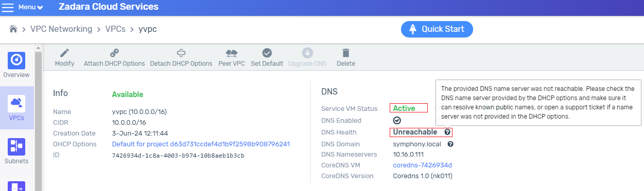 vpc-dns-status